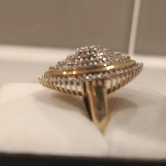 1/2 CTTW Diamond Marquise Gold over Silver Ring - Picture 6 of 7